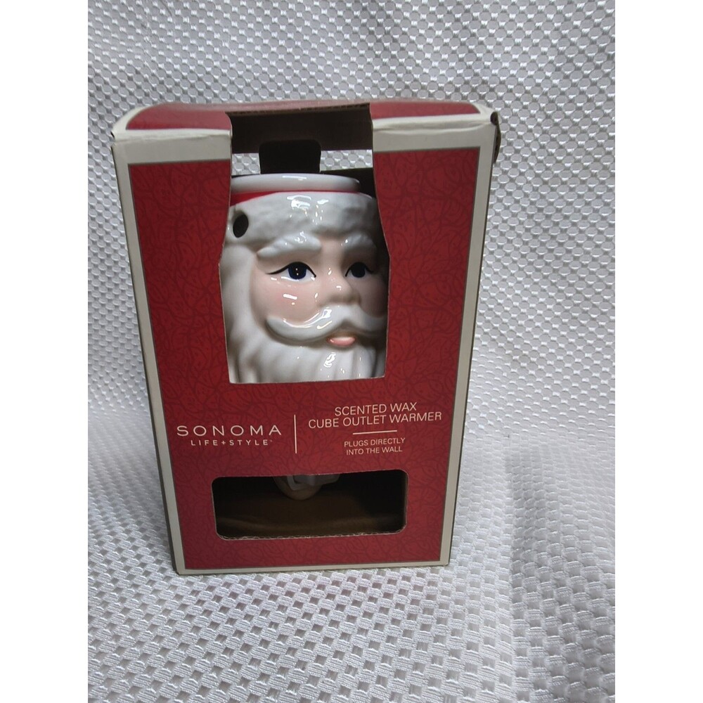 Sonoma Life Style Ceramic Santa Claus Plug In Wax Cube Outlet Warmer Boxed